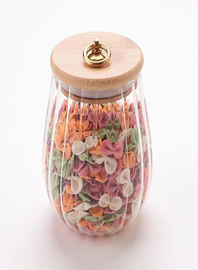 موش مرطبان زجاجي من زجاج البوروسيليكات مع غطاء من الخيزران | أدوات تنظيم وتخزين المطبخ | مرطبان تخزين متعدد الاستخدامات، مانع للتسرب، محكم الإغلاق للبسكويت، والوجبات الخفيفة، والشاي، والقهوة، والسكر (650 مل) - Image 1